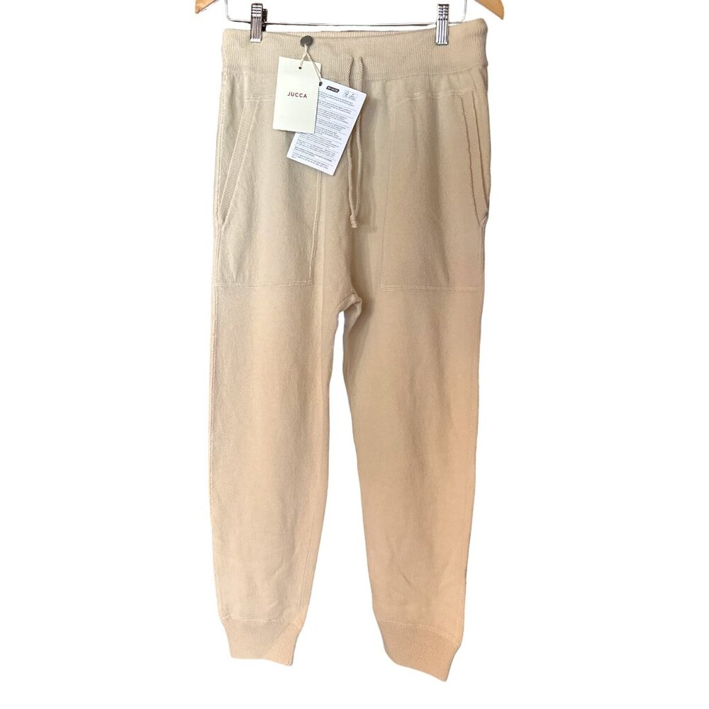 Jucca Beige Fleece Wool Jogger Pants Large Made In Italy $429 Retail